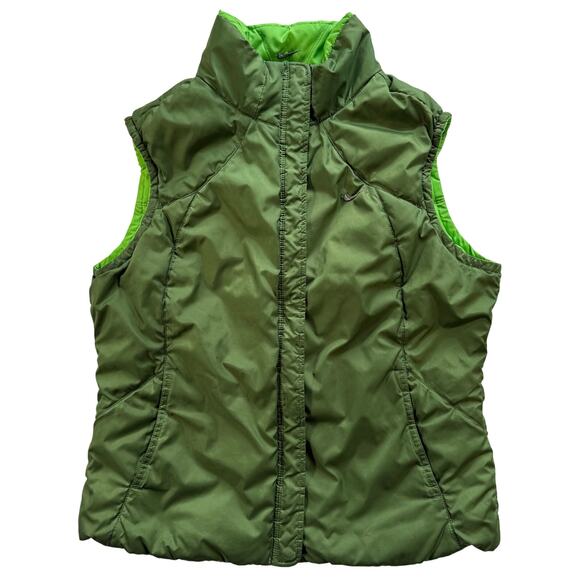 Vintage Y2K Nike Women's Reversible Duck Down Puffer Vest Large Green - Picture 4 of 12